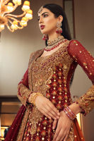 Deep Maroon Zardozi Chiffon Lehenga Set (3-Piece) - Image 6