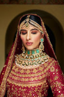 Pakistani Maroon Dabka Embroidered Jamavar Lehenga (3-Piece) - Image 6