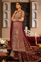 Pakistani Plum Embroidered Cotton Net Lehenga (3-Piece) - Image 2