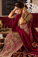 Pakistani Plum Embroidered Cotton Net Lehenga (3-Piece) - Image 7