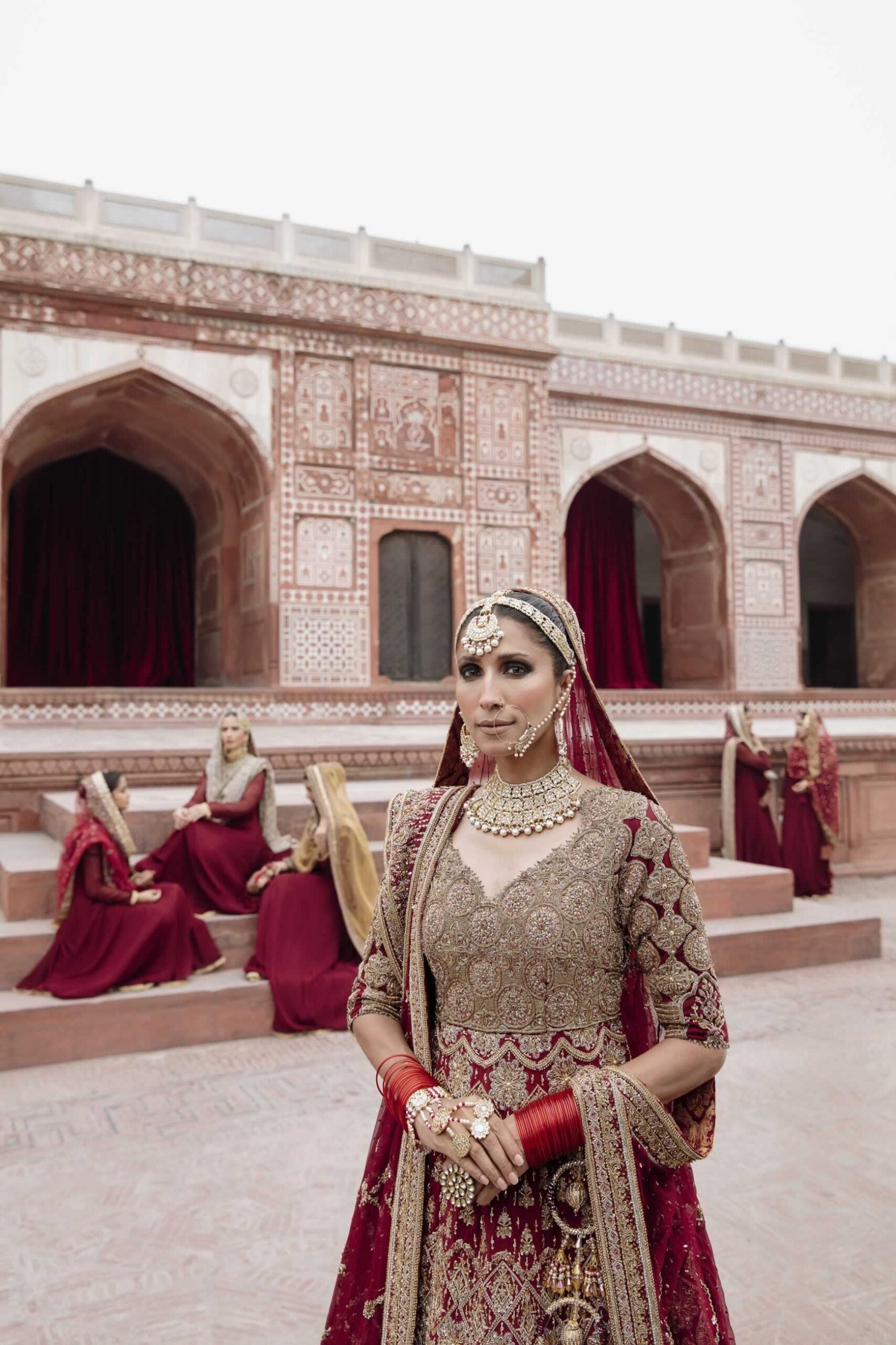 Maroon Embellished Raw Silk Peshwaz Dress (3-Piece) - Image 8