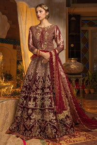 Pakistani Maroon Adda & Sitari Jamawar Velvet Bridal Lehenga (3-Piece) - Image 2