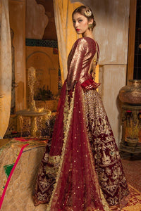 Pakistani Maroon Adda & Sitari Jamawar Velvet Bridal Lehenga (3-Piece) - Image 3