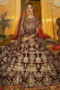 Pakistani Maroon Adda & Sitari Jamawar Velvet Bridal Lehenga (3-Piece) - Image 4