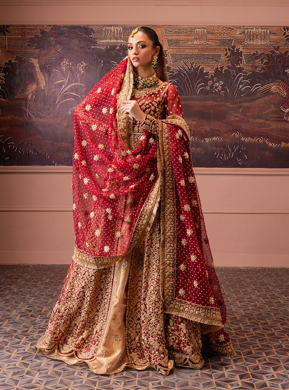Maroon Zardozi Lama Lehenga Bridal (3-Piece) - Image 12