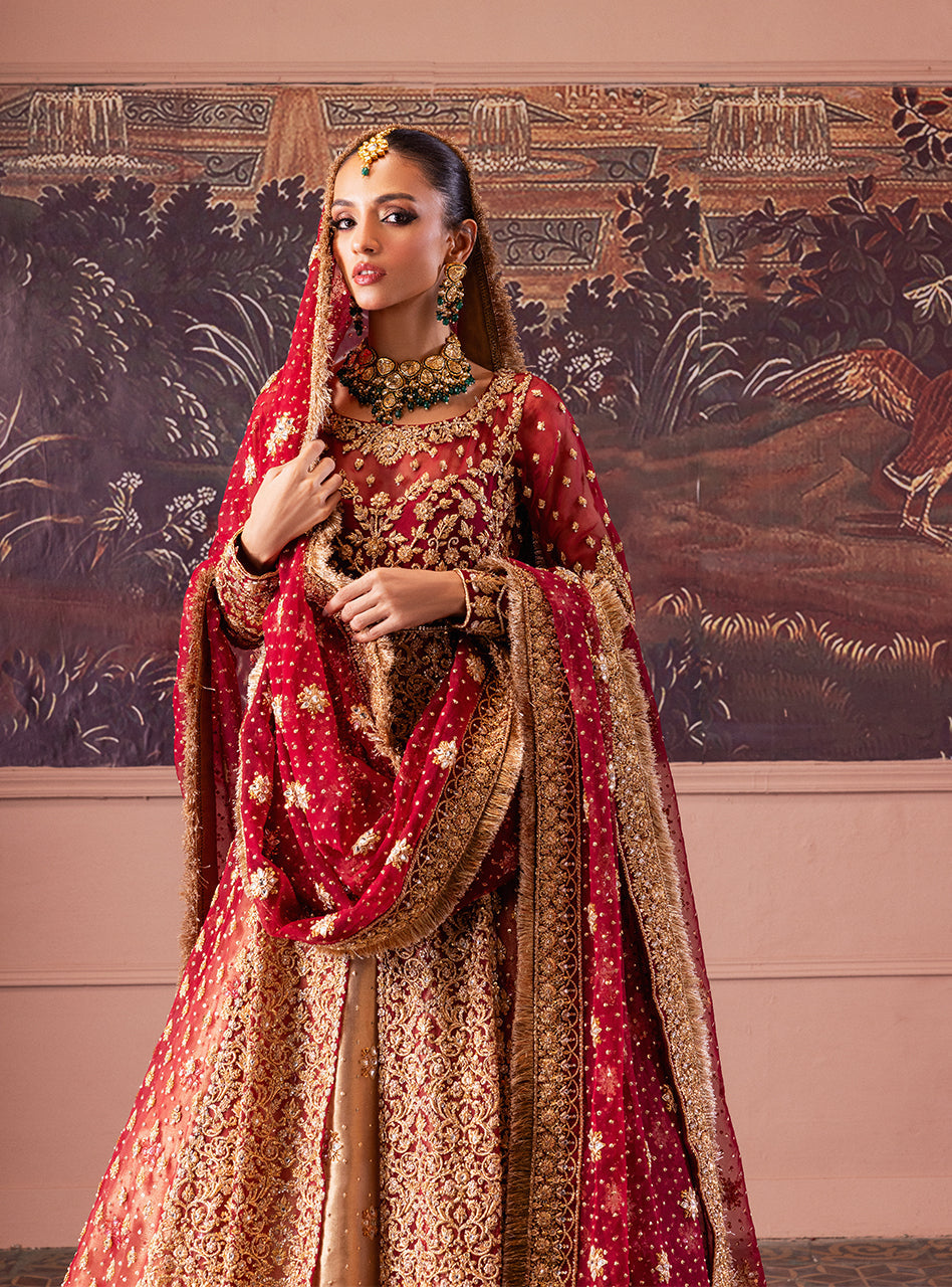 Maroon Zardozi Lama Lehenga Bridal (3-Piece) - Image 8