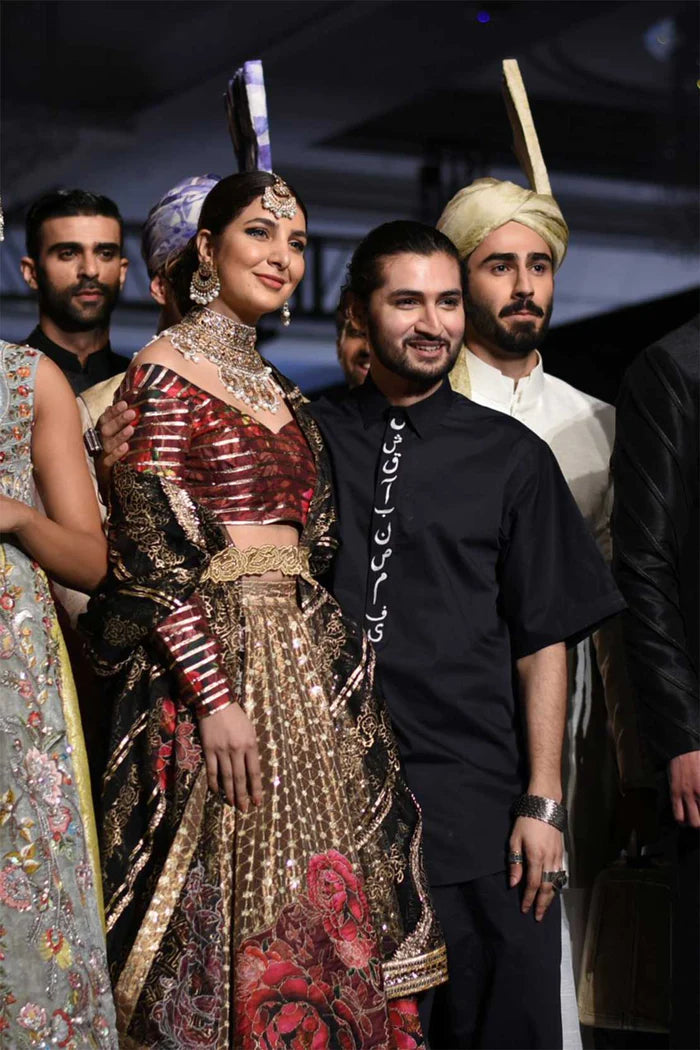 Deep Maroon Embroidered Metallic Brocade Lehenga (3-Piece) - Image 1