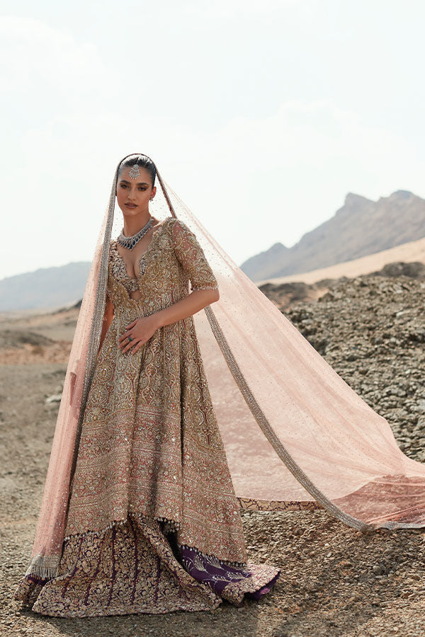 Maroon & Coral Peach Embellished Net Lehenga Choli (4-Piece) - Image 2