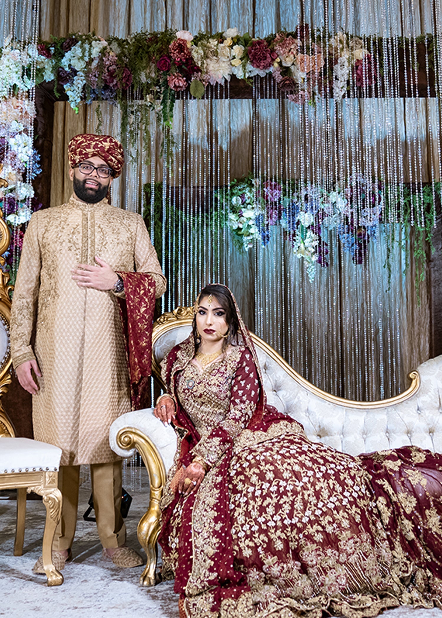 Deep Maroon Zardozi Net Bridal Lehenga (3-Piece) - Image 1