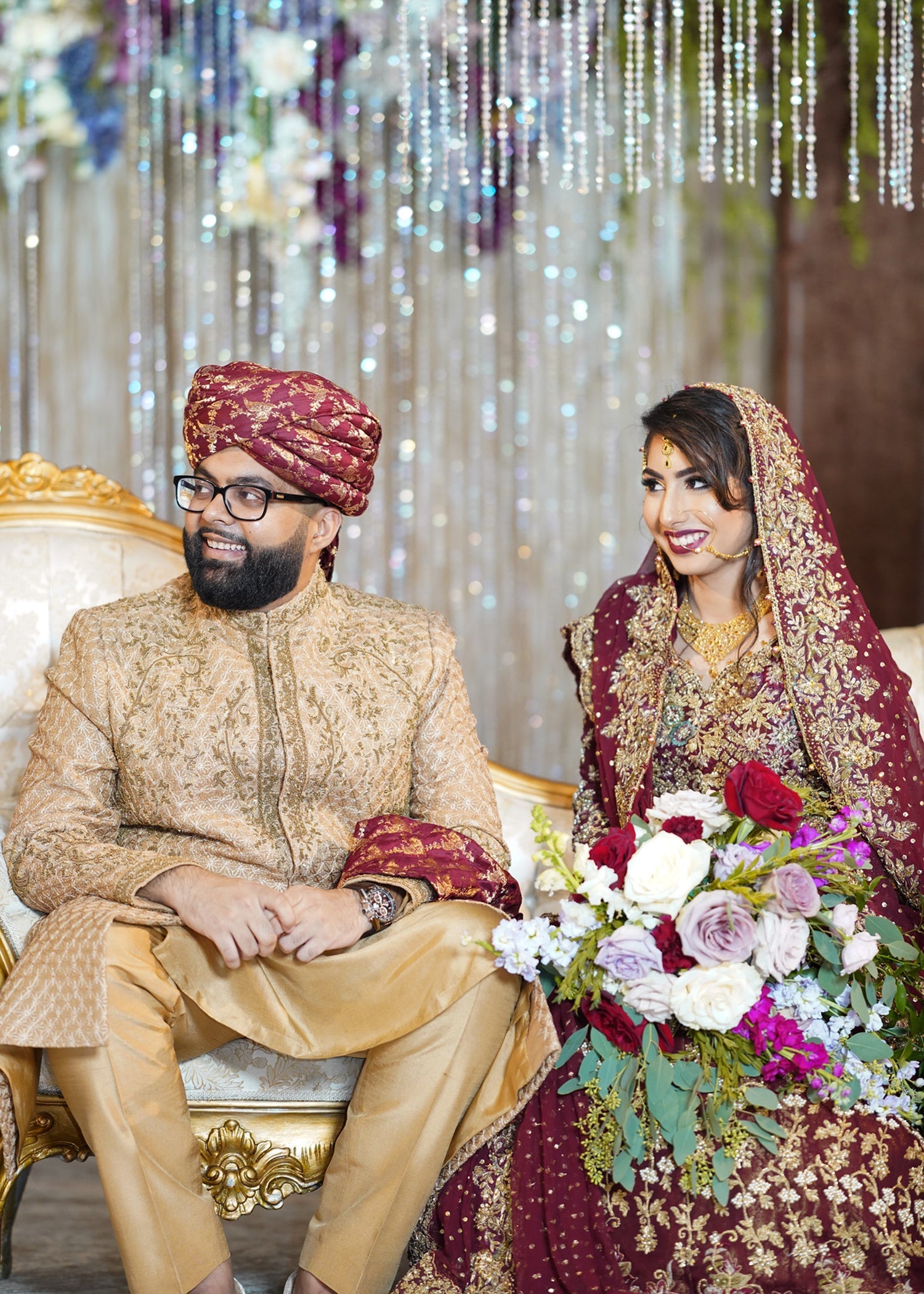 Deep Maroon Zardozi Net Bridal Lehenga (3-Piece) - Image 3