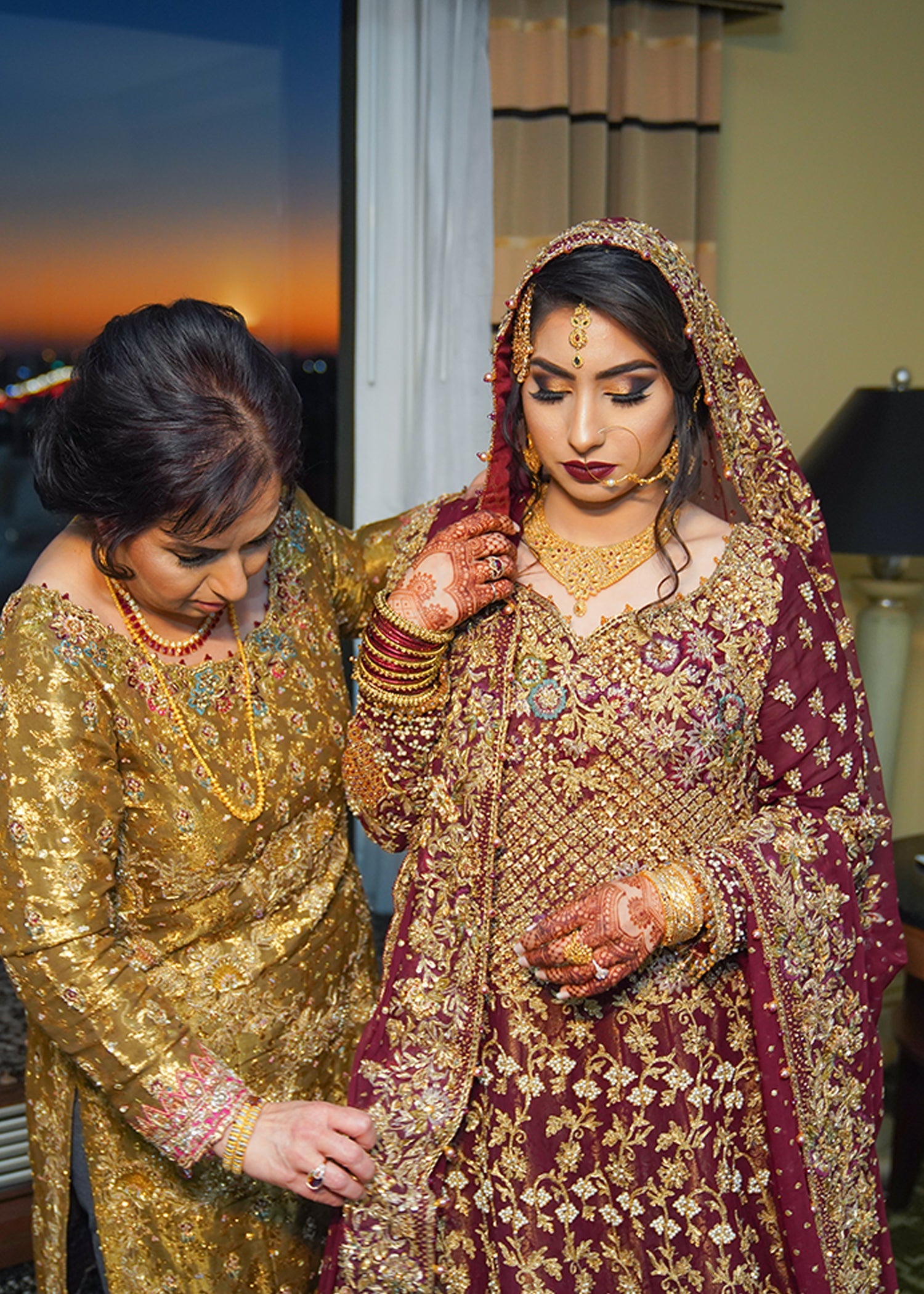 Deep Maroon Zardozi Net Bridal Lehenga (3-Piece) - Image 5