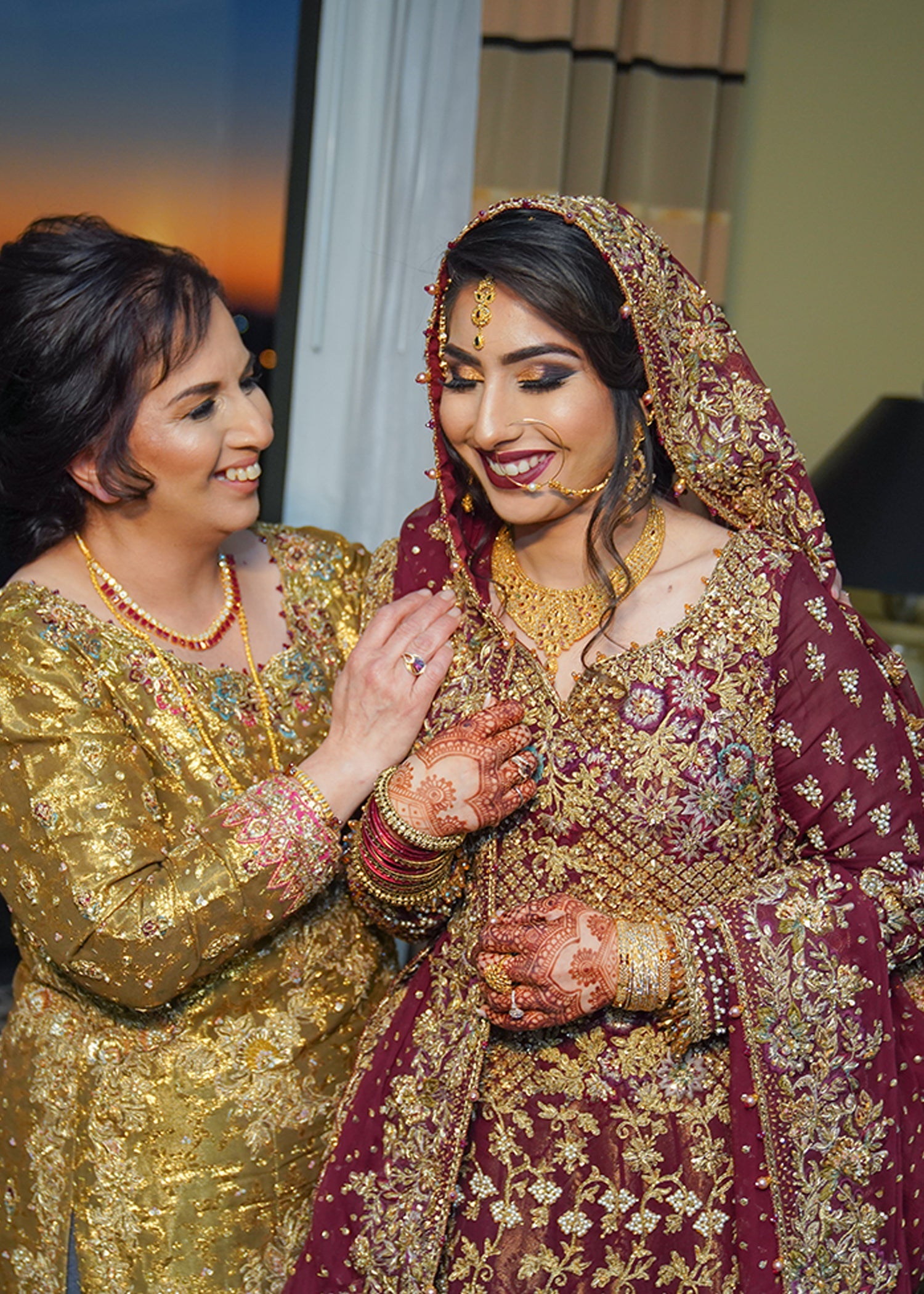 Deep Maroon Zardozi Net Bridal Lehenga (3-Piece) - Image 7