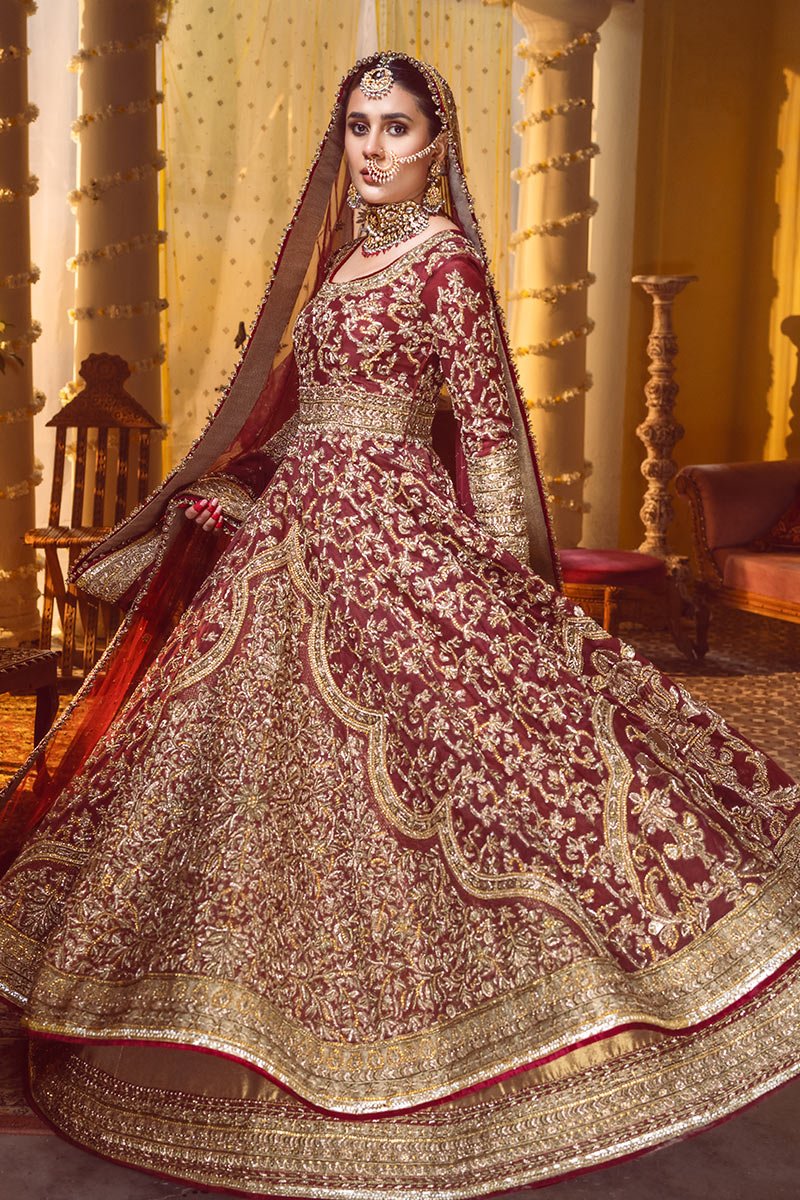 Maroon Adda Work Organza Anarkali Lehenga (3-Piece) - Image 1