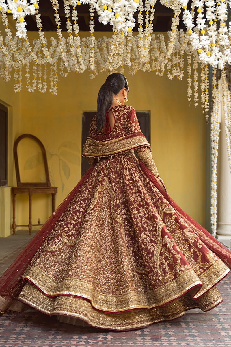 Maroon Adda Work Organza Anarkali Lehenga (3-Piece) - Image 10