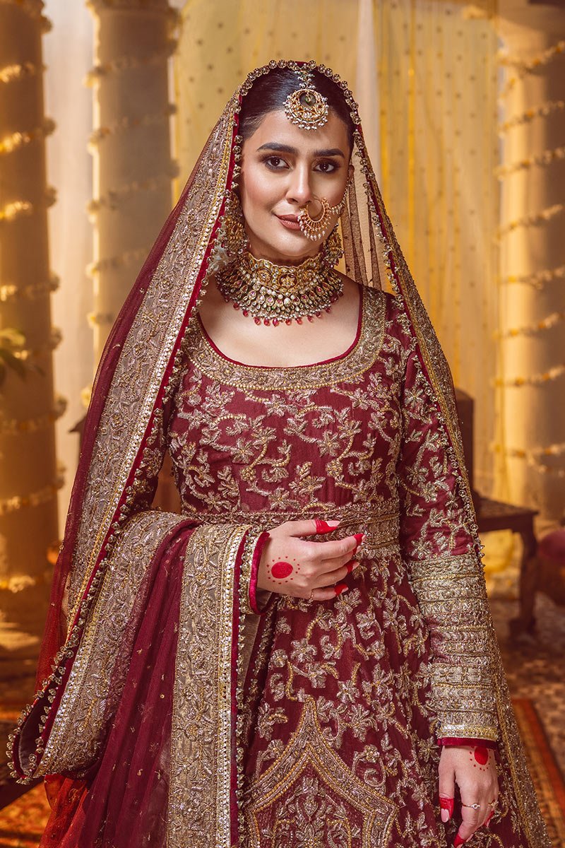 Maroon Adda Work Organza Anarkali Lehenga (3-Piece) - Image 3