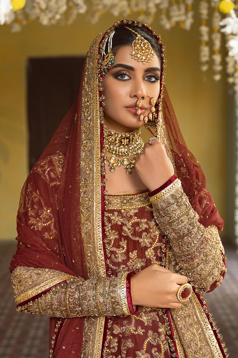 Maroon Adda Work Organza Anarkali Lehenga (3-Piece) - Image 5