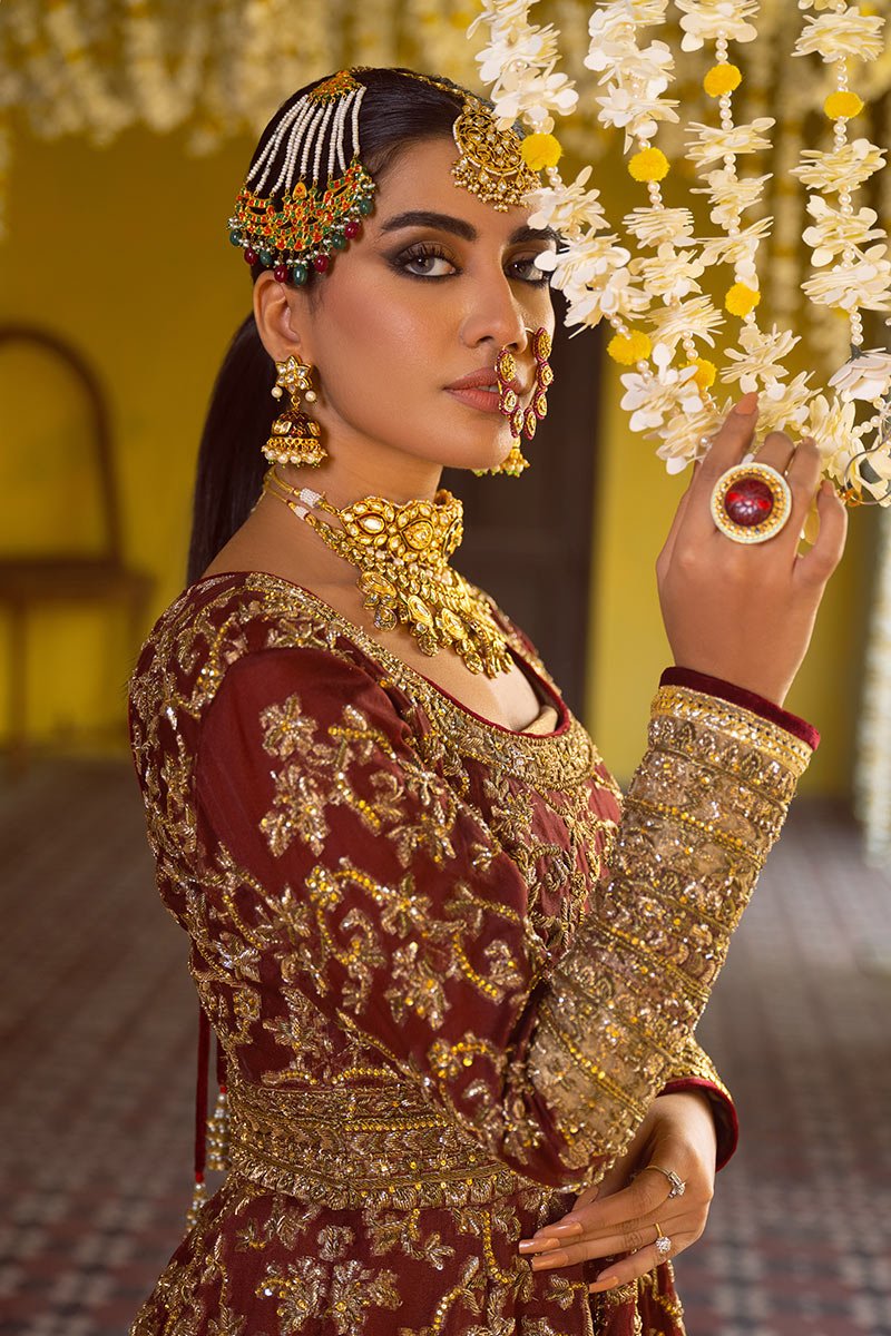 Maroon Adda Work Organza Anarkali Lehenga (3-Piece) - Image 7