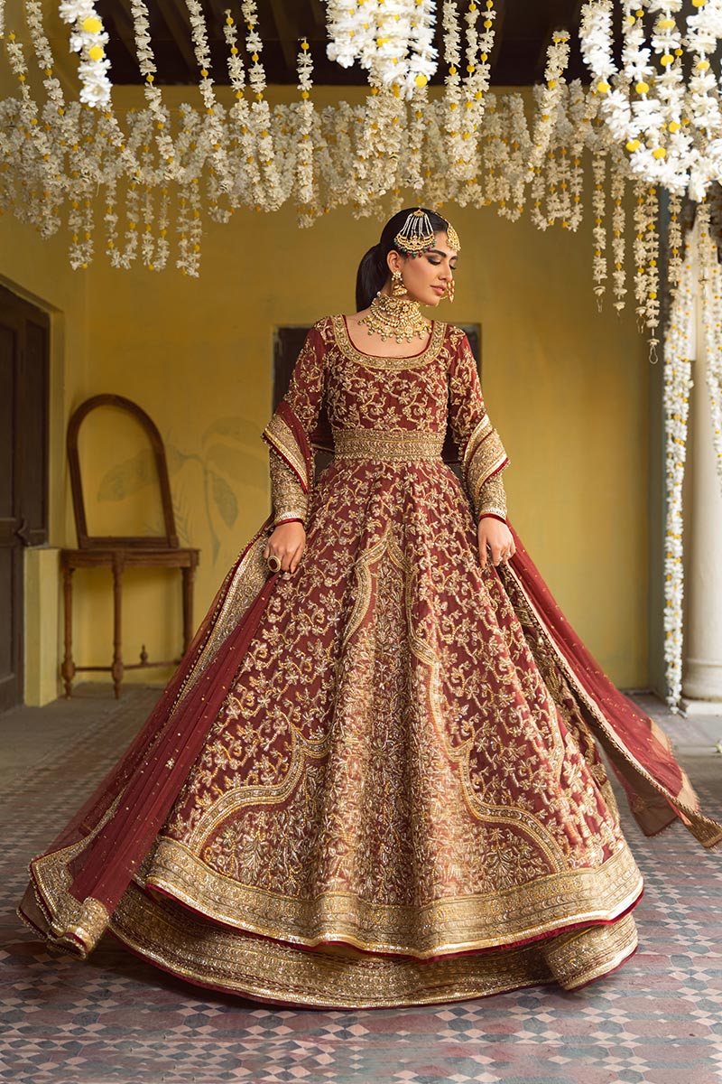 Maroon Adda Work Organza Anarkali Lehenga (3-Piece) - Image 9