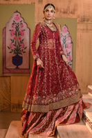 Pakistani Maroon Zardozi Organza Kalidaar Lehenga (3-Piece) - Image 5