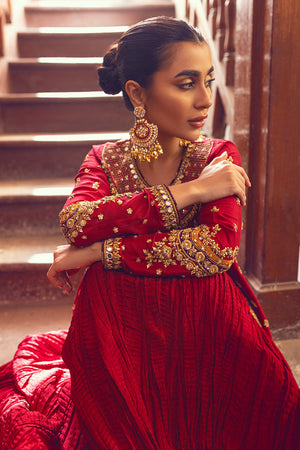 Maroon Embroidered Raw Silk Lehenga Set (3-Piece) - Image 2