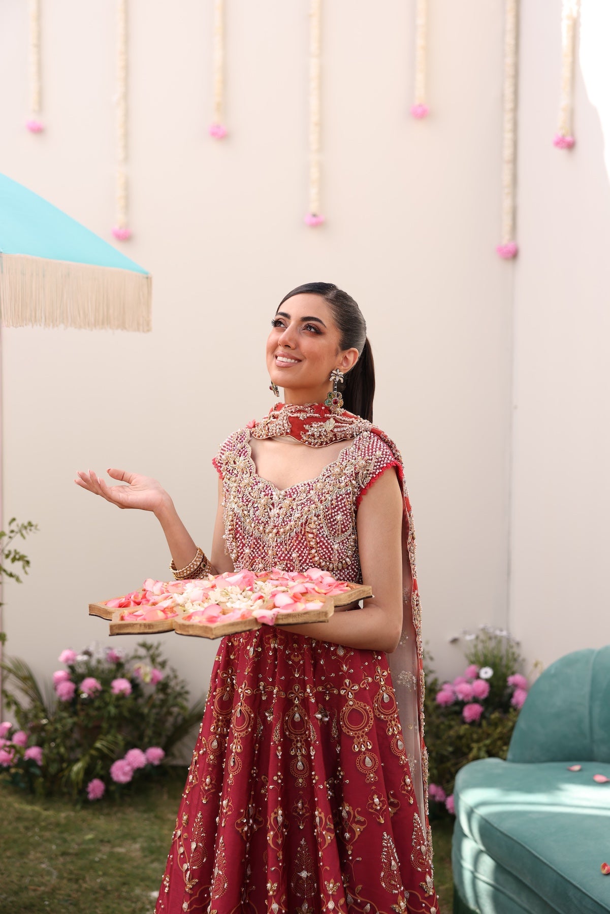 Maroon Golden Threadwork Raw Silk Lehnga Choli (3-Piece) - Image 2