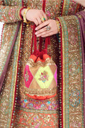 Pakistani Rust Embroidered Raw Silk Bridal Lehenga (3-Piece) - Image 3