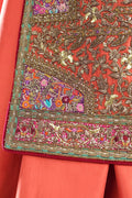 Pakistani Rust Embroidered Raw Silk Bridal Lehenga (3-Piece) - Image 6