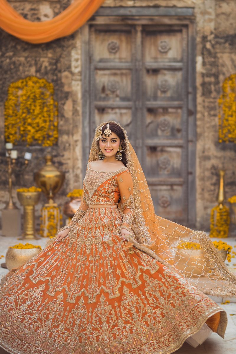 Rust Embellished Raw Silk Lehenga (3-Piece) - Image 7