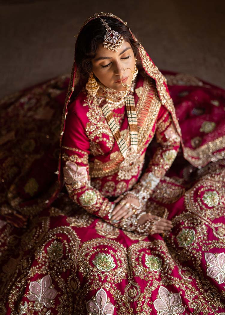 Wine Red Embroidered Raw Silk Lehenga Choli (3-Piece) - Image 8