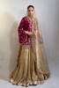Burgundy Embroidered Raw Silk Jacket with Gold Tissue Lehenga (3-Piece) - Image 2
