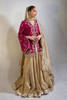 Burgundy Embroidered Raw Silk Jacket with Gold Tissue Lehenga (3-Piece) - Image 4