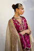 Burgundy Embroidered Raw Silk Jacket with Gold Tissue Lehenga (3-Piece) - Image 5
