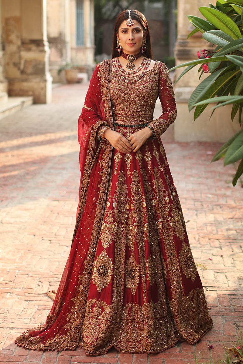 Reddish Maroon Zardozi Raw Silk Lehenga (3-Piece) - Image 1