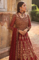 Reddish Maroon Zardozi Raw Silk Lehenga (3-Piece) - Image 3