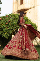 Reddish Maroon Zardozi Raw Silk Lehenga (3-Piece) - Image 6