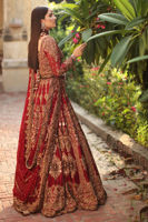 Reddish Maroon Zardozi Raw Silk Lehenga (3-Piece) - Image 7