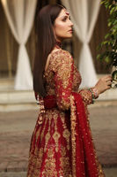 Reddish Maroon Zardozi Raw Silk Lehenga (3-Piece) - Image 8