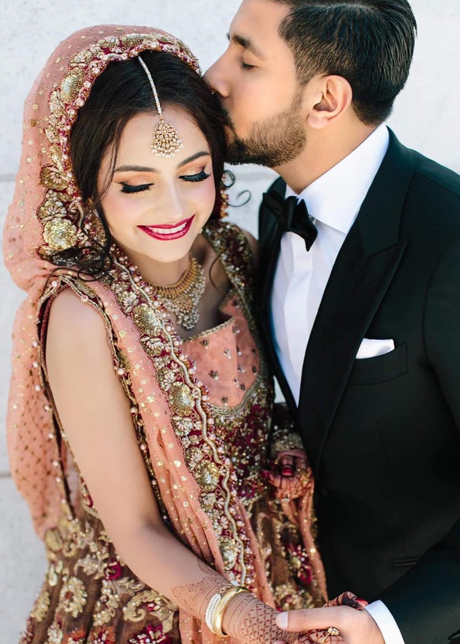 Pakistani Deep Maroon Embellished Raw Silk Bridal Lehenga (3-Piece) - Image 3