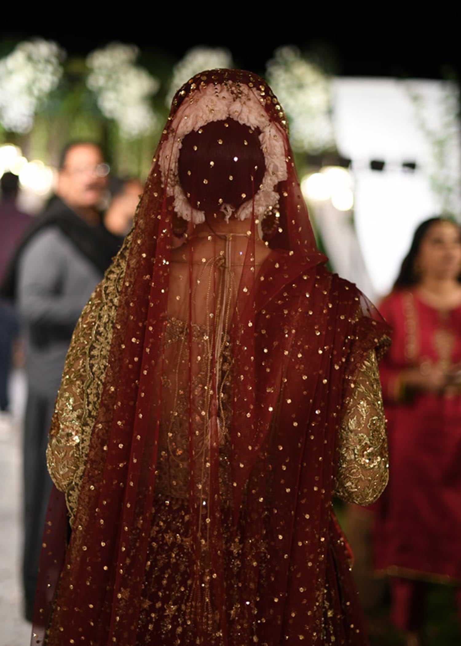 Deep Maroon Zardozi Raw Silk Bridal Lehenga (3-Piece) - Image 5