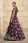 Indian Wine Zardozi Raw Silk Lehenga Set (3-Piece) - Image 2
