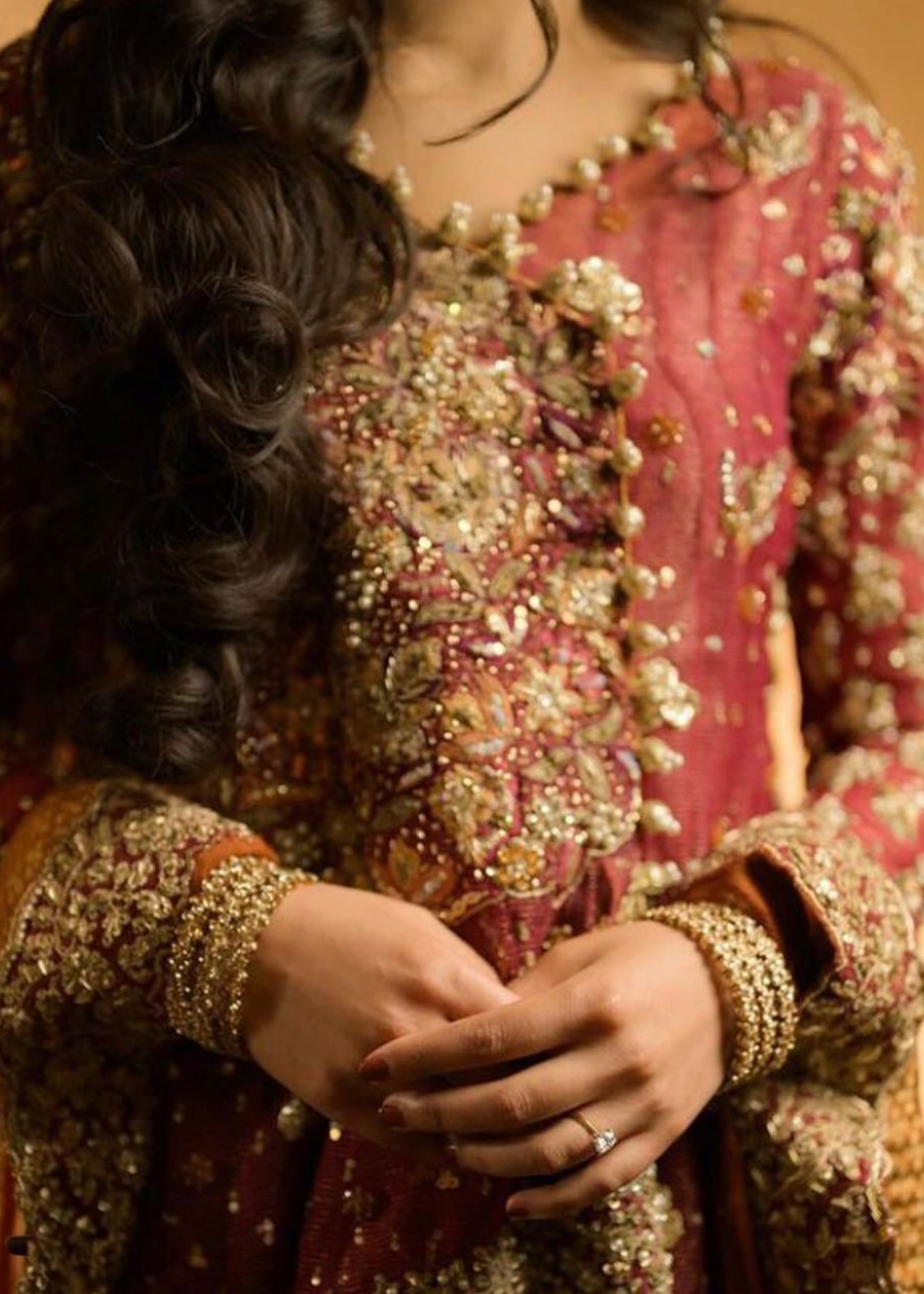 Pakistani Deep Maroon Zardozi Net Silk Bridal Lehenga (3-Piece) - Image 2