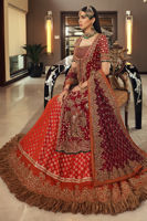 Pakistani Ruby Plum Zardozi Silk-Blend Bridal Lehenga (3-Piece) - Image 3