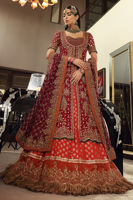 Pakistani Ruby Plum Zardozi Silk-Blend Bridal Lehenga (3-Piece) - Image 6
