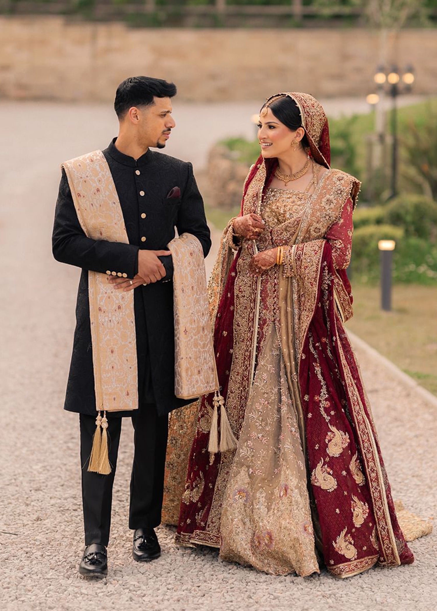 Deep Maroon Zardozi Silk Bridal Lehenga (3-Piece) - Image 1