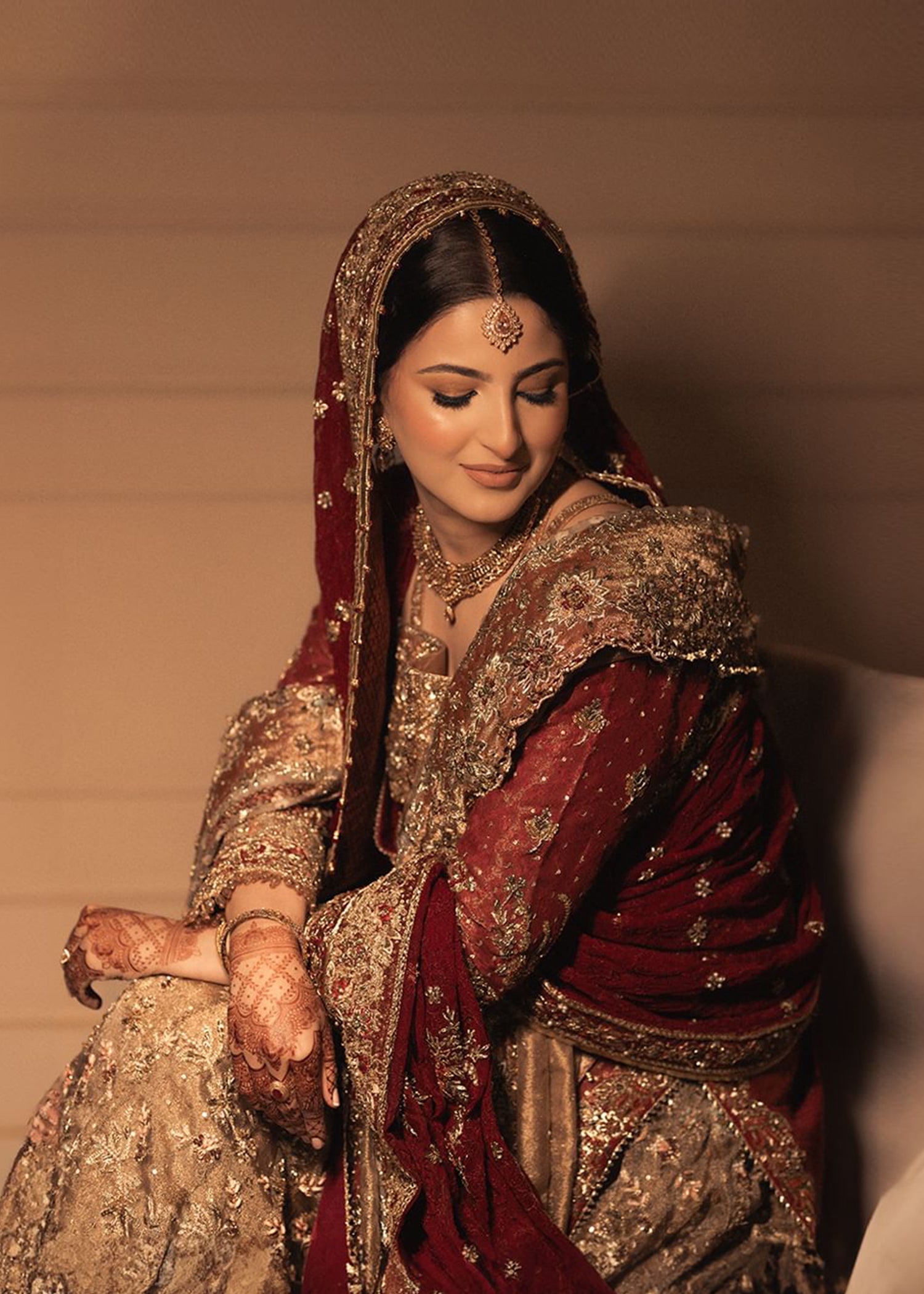 Deep Maroon Zardozi Silk Bridal Lehenga (3-Piece) - Image 2