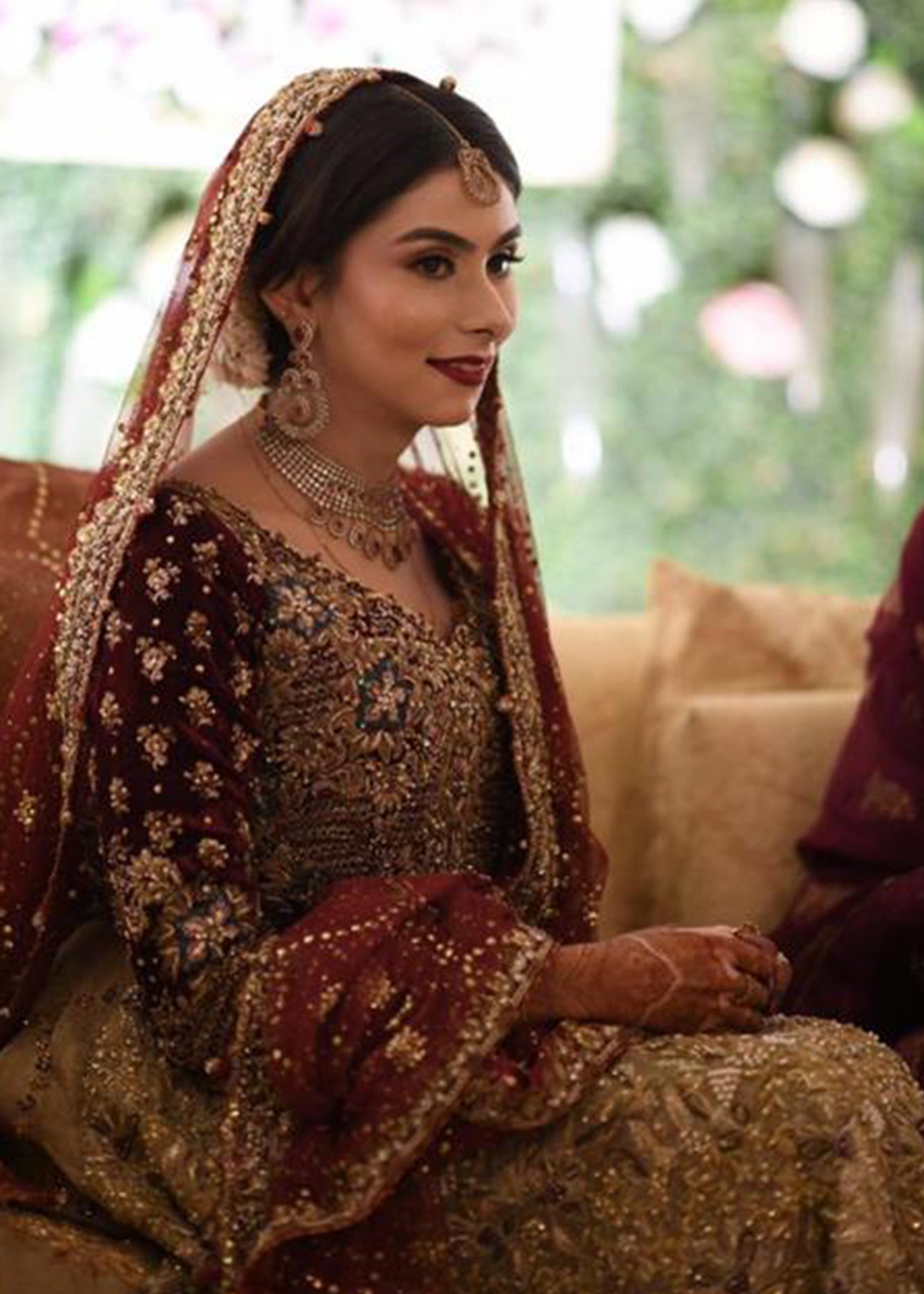 Deep Maroon Zardozi Silk Blend Bridal Lehenga (3-Piece) - Image 1