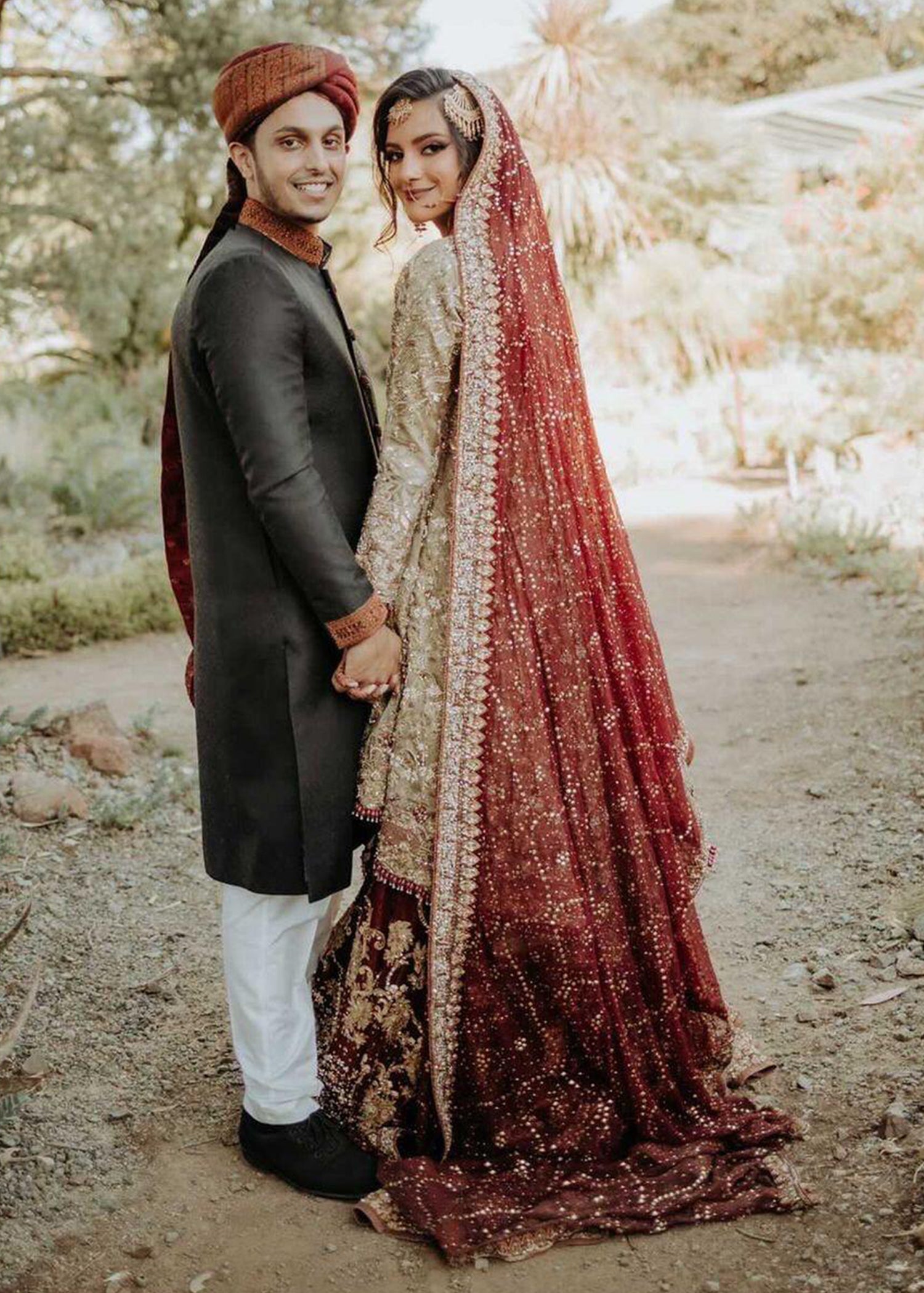 Deep Maroon Embellished Silk-Blend Bridal Lehenga (3-Piece) - Image 6