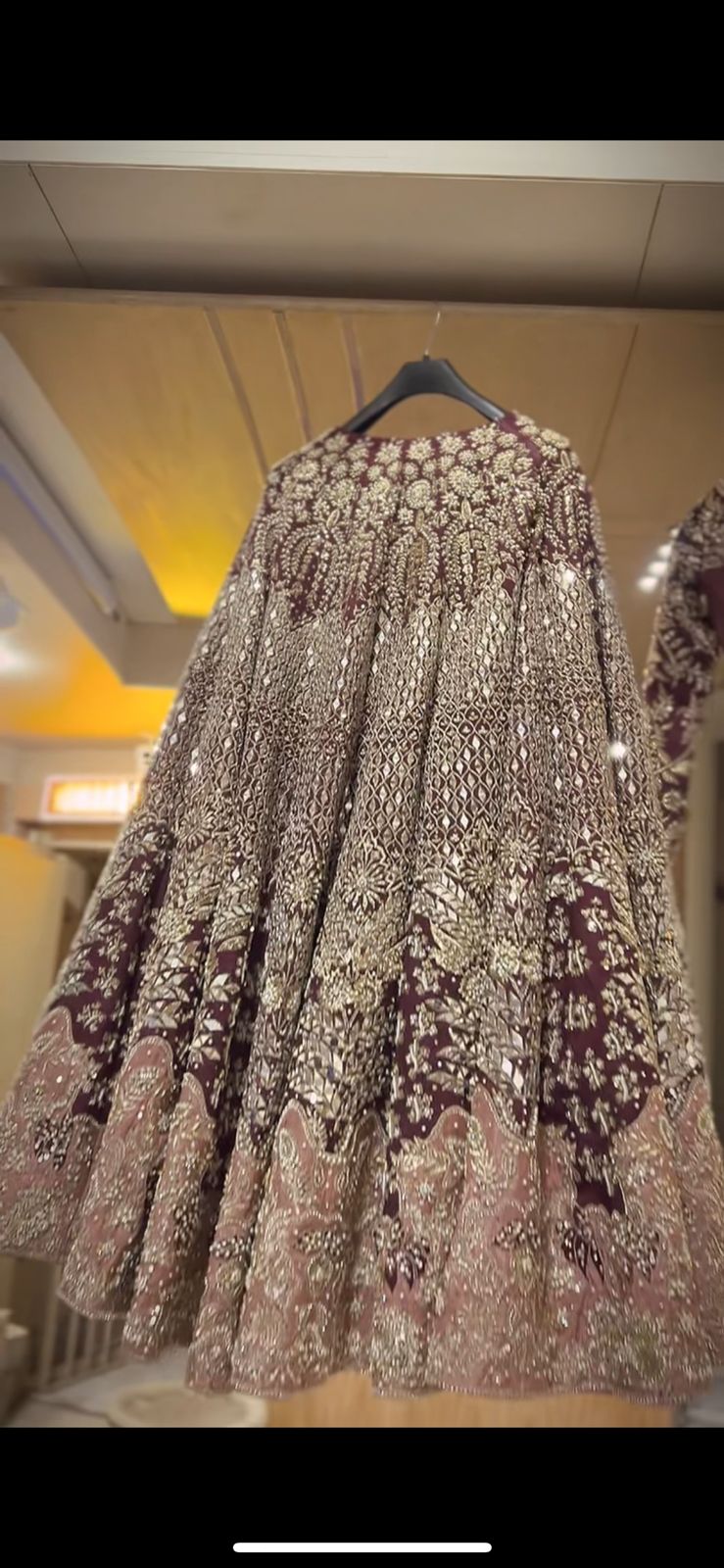 Deep Maroon Mirror & Dabka Silk Lehenga (3-Piece) - Image 1