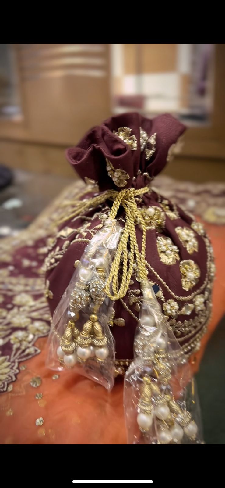 Deep Maroon Mirror & Dabka Silk Lehenga (3-Piece) - Image 3