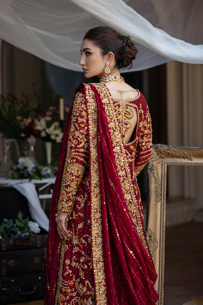 Royal Maroon Zardozi Silk Bridal Lehenga (3-Piece) - Image 2